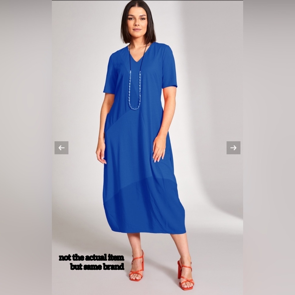PERUZZI Two Fabric Dress 100% Linen & Cotton Blend size 42
